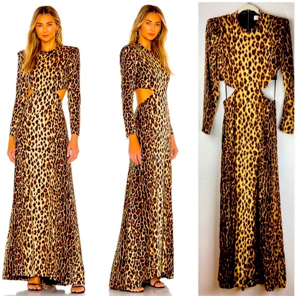 A.L.C. Gabriela Leopard Print Cut-Out Dress